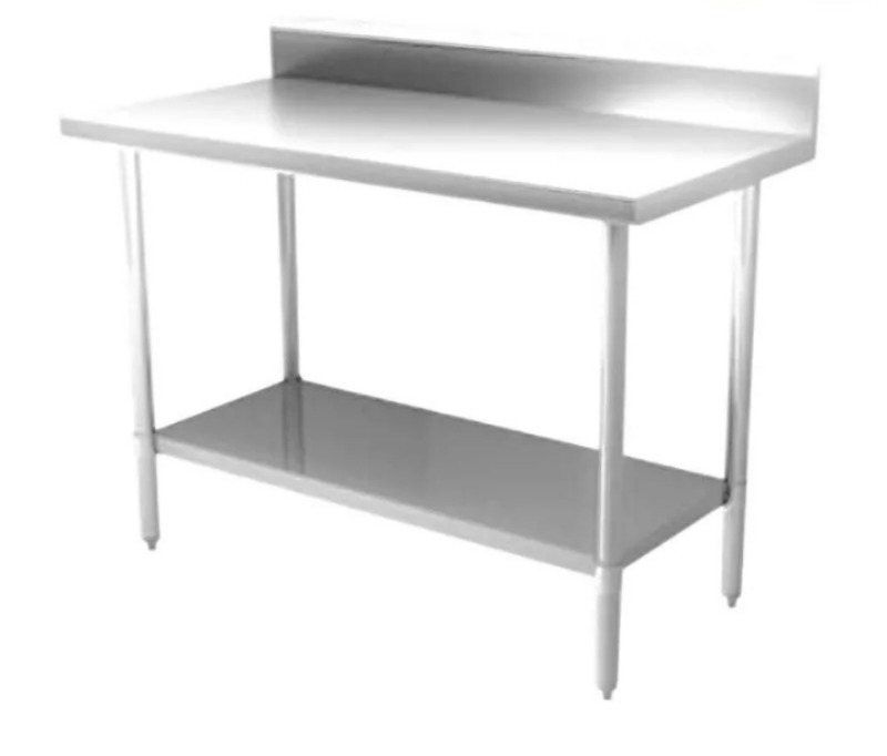 Mesa de trabajo en acero inoxidable con salpicadero